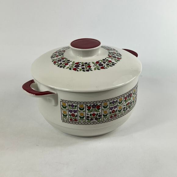 Royal Doulton Fireglow TC 1080 Covered Casserole Dish Floral Vintage England - Picture 2 of 10